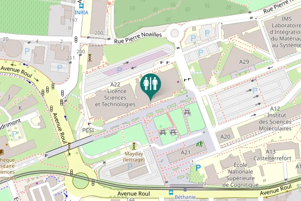 Map showing location of Talence Toilet