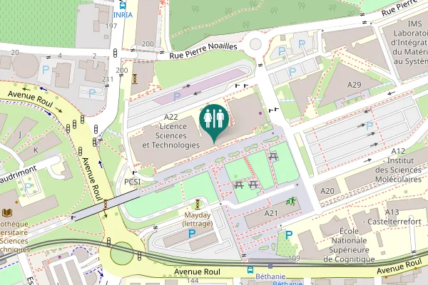 Map showing location of Talence Toilet
