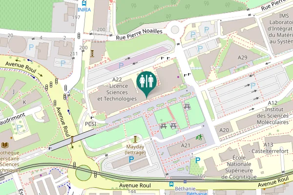 Map showing location of Talence Toilet