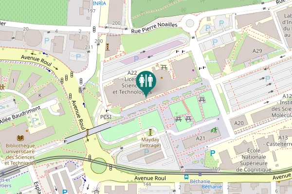 Map showing location of Talence Toilet