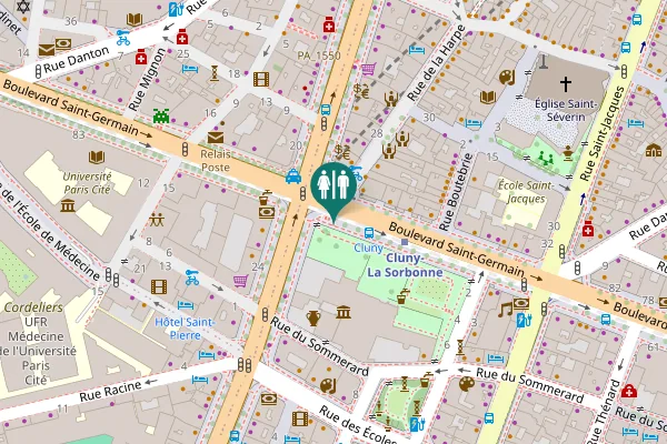 Map showing location of Boulevard Saint-Germain Toilet