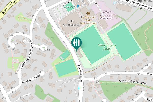 Map showing location of Rue du Stade 18 Toilet