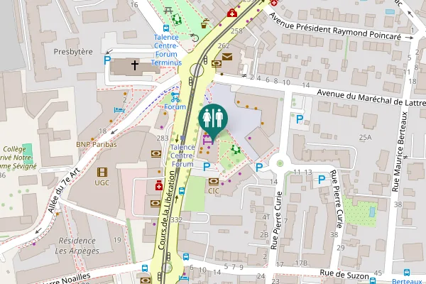 Map showing location of Cours de la Libération 300 Toilet