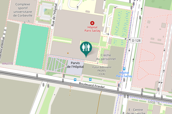 Map showing location of Parvis de l'Hôpital 1 Toilet