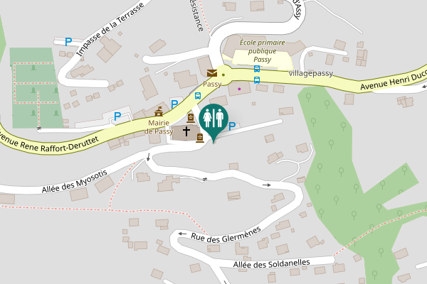 Map showing location of Rue des Glermènes Toilet