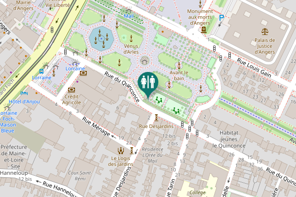 Map showing location of Angers Toilet