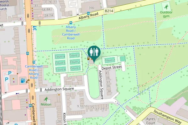 Map showing location of Addington Square 44 Toilet