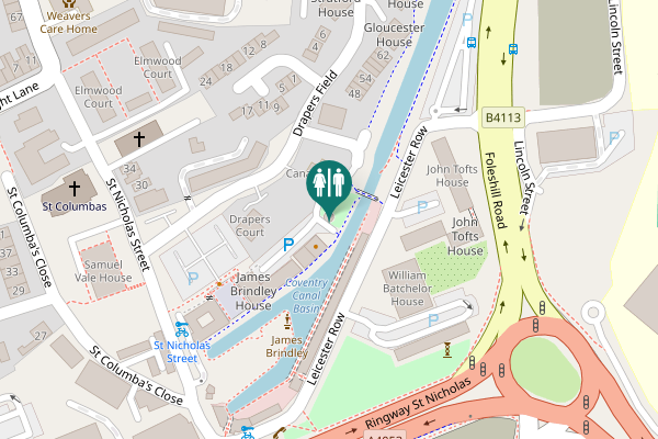 Map showing location of Drapers Field Toilet
