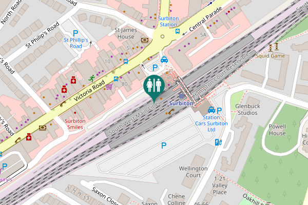 Map showing location of Victoria Road Toilet