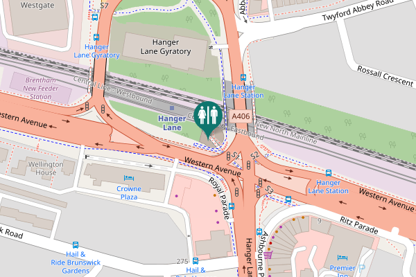 Map showing location of Western Avenue Toilet