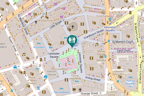 Map showing location of Leicester Square 14 Toilet