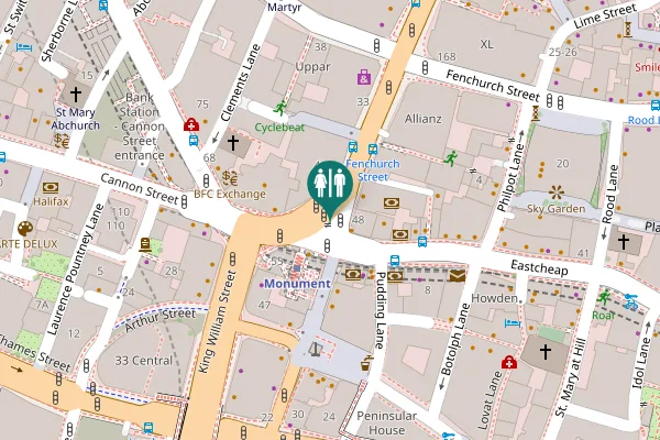 Map showing location of Gracechurch Street Toilet