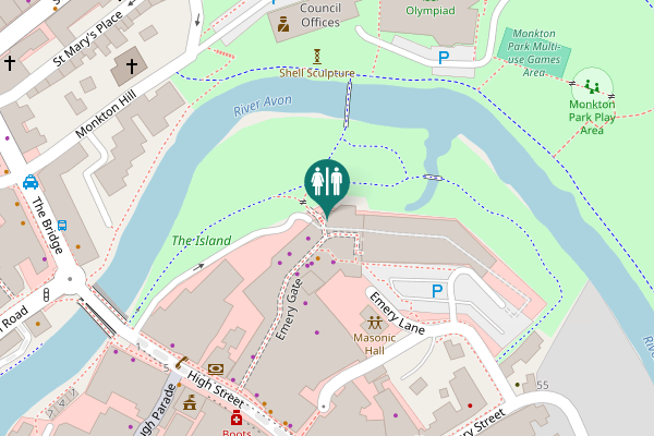 Map showing location of Emery Gate Toilet