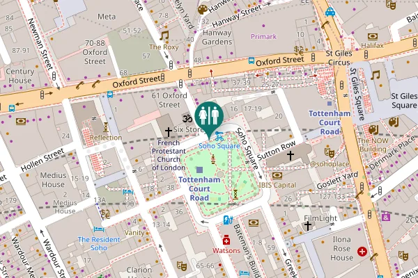 Map showing location of Soho Square 12 Toilet
