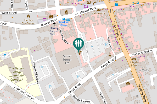 Map showing location of Broadgates Toilet