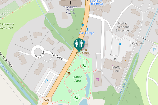 Map showing location of A701 Toilet