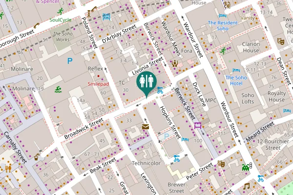 Map showing location of Broadwick Street 25 Toilet