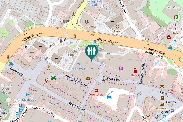 Map showing location of Horsham Toilet