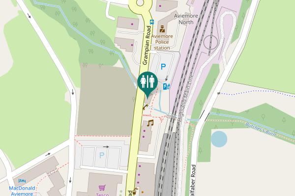 Map showing location of Grampian Road Toilet