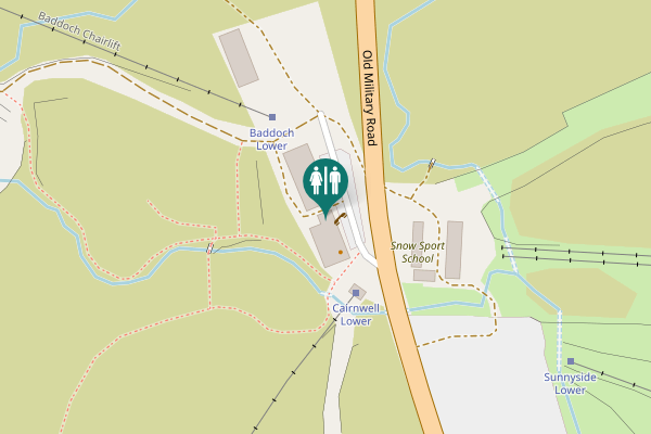 Map showing location of Old Military Road Toilet