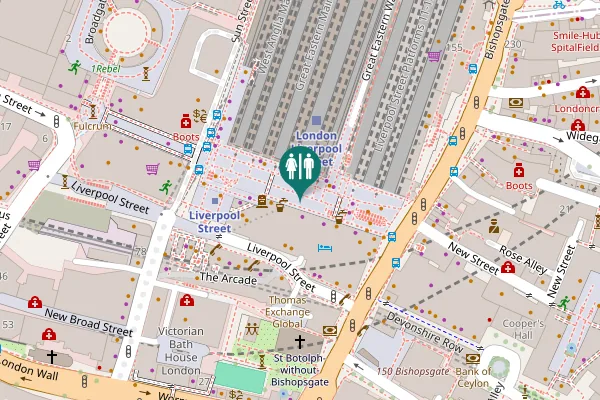 Map showing location of City of London Toilet