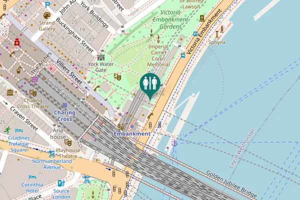 Map showing location of Embankment Toilets