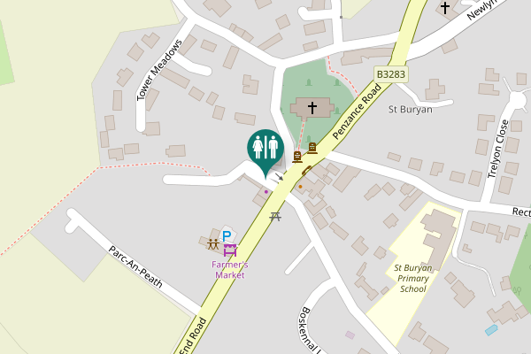 Map showing location of Galligan Lane Toilet