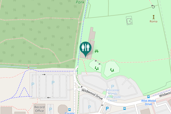 Map showing location of Wildwood Drive Toilet