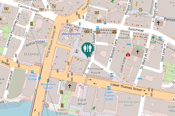 Map showing location of City of London Toilet
