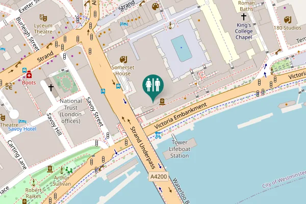 Map showing location of Victoria Embankment Toilet