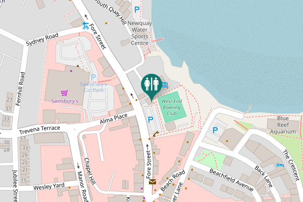 Map showing location of Fore Street Car Park