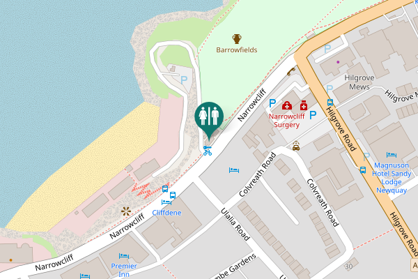 Map showing location of Narrowcliffe Toilets