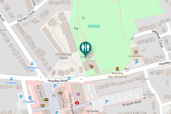 Map showing location of Headley Road Toilet