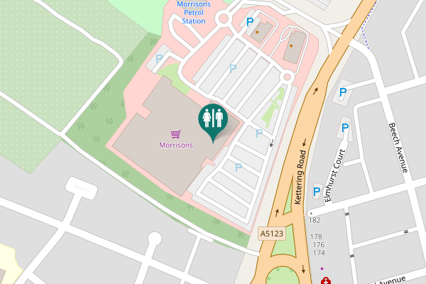 Map showing location of Kettering Road Toilet