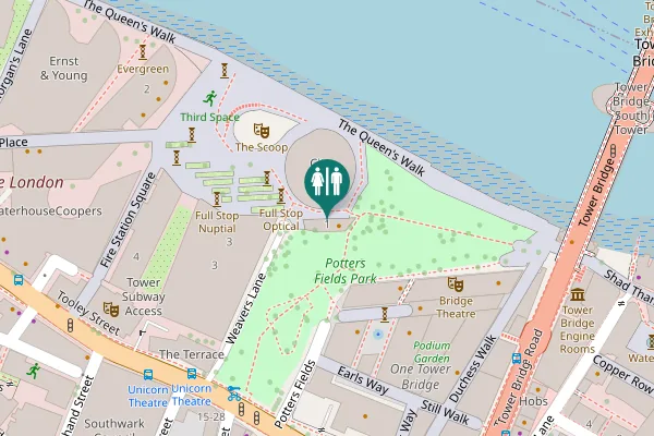 Map showing location of Weavers Lane 1 Toilet