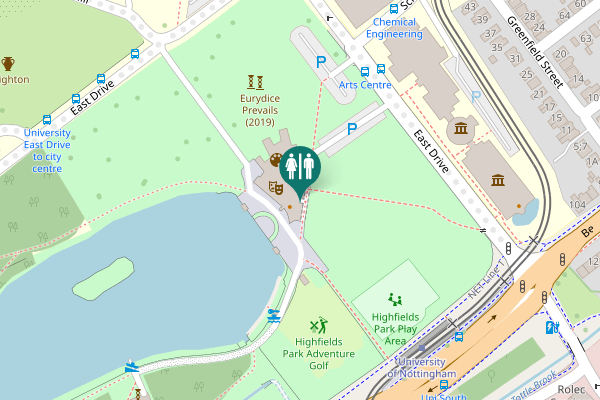 Map showing location of East Drive Toilet