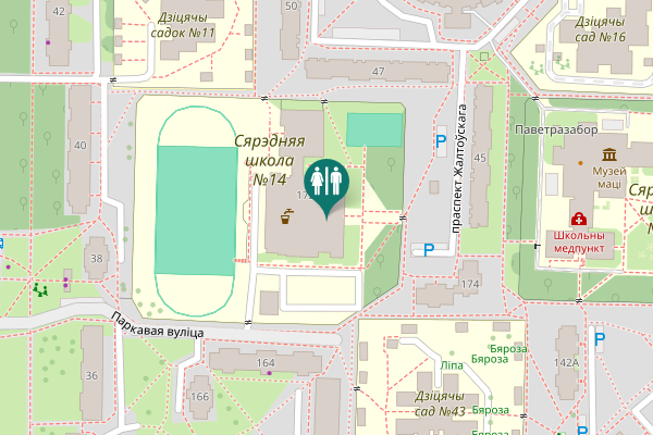 Map showing location of Паркавая вуліца 172 Toilet