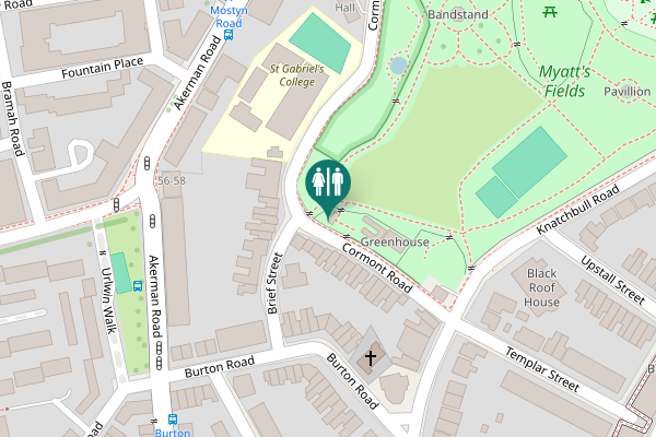 Map showing location of Cormont Road Toilet