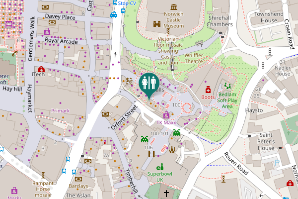 Map showing location of Castle Social Toilets