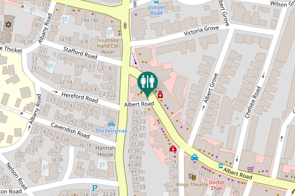Map showing location of Albert Road 9 Toilet