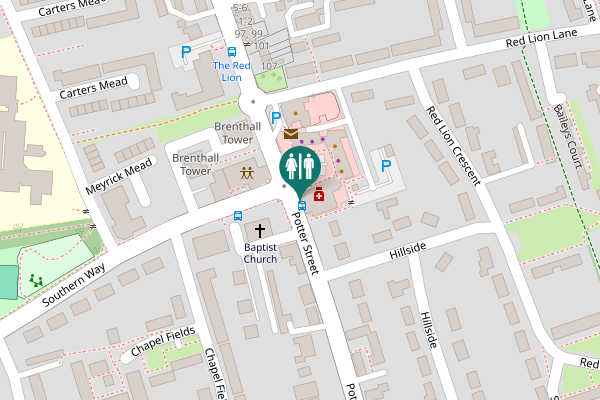 Map showing location of Potter Street Toilet
