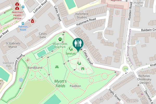 Map showing location of Calais Street Toilet