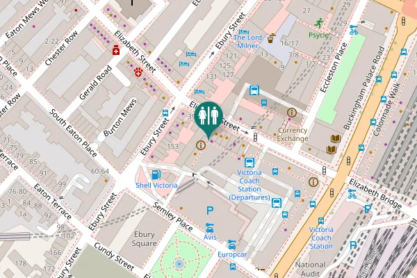 Map showing location of Buckingham Palace Road 180 Toilet
