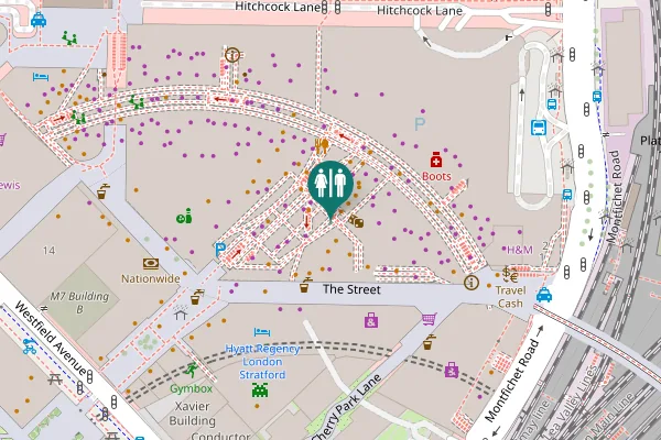 Map showing location of Montfichet Road Toilet