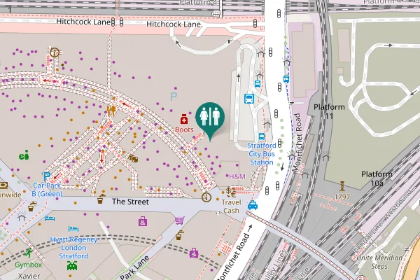 Map showing location of Montfichet Road Toilet