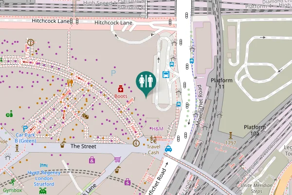 Map showing location of Montfichet Road Toilet