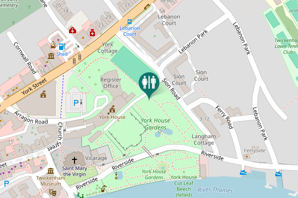 Map showing location of Sion Road Toilet