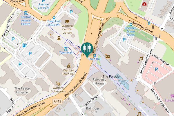 Map showing location of A412 Toilet