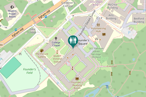 Map showing location of Egham Hill Toilet