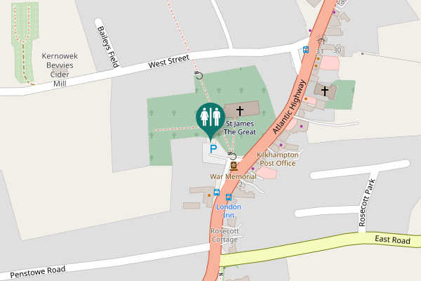 Map showing location of Atlantic Highway 2 Toilet
